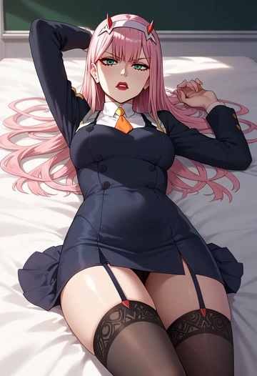 darling_in_the_franxx,zero_two_(darling_in_the_franxx),secretary,stockings  - AI generated anime art