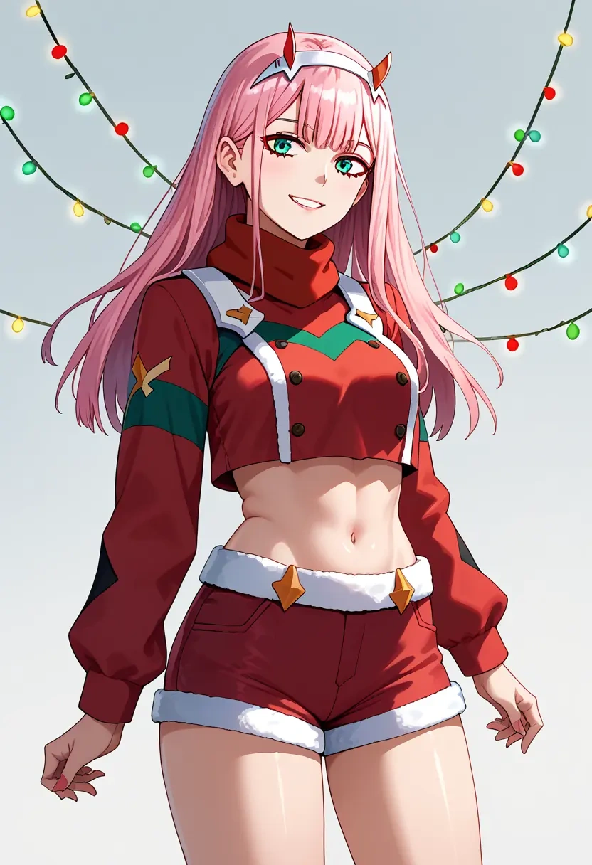 darling_in_the_franxx,zero_two_(darling_in_the_franxx),Christmas,red velvet shorts  - 