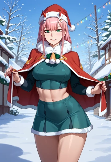 darling_in_the_franxx,zero_two_(darling_in_the_franxx),Christmas,dress  - AI generated anime art