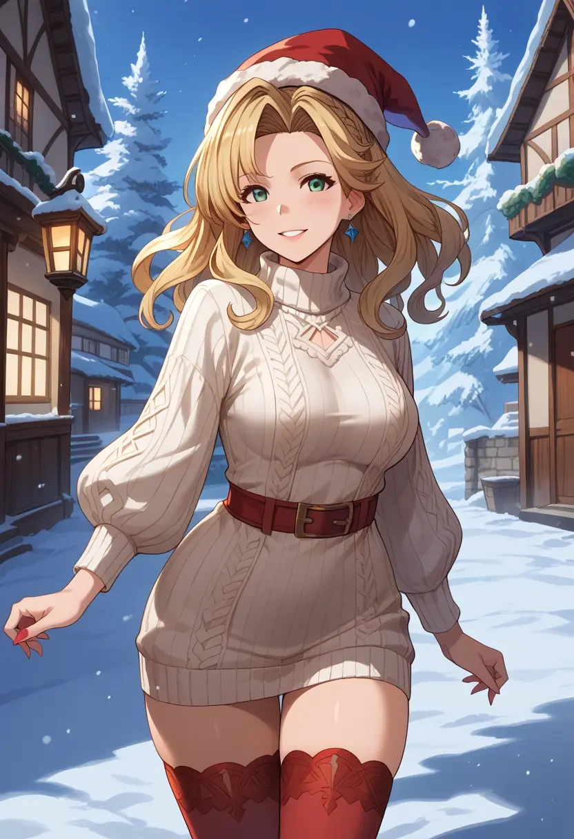 granblue_fantasy,zeta_(granblue_fantasy),Christmas,sweater dress,stockings  - 