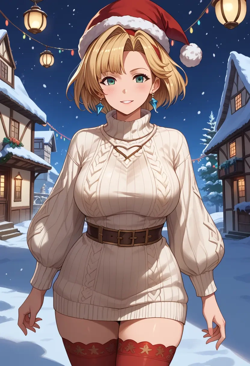 granblue_fantasy,zeta_(granblue_fantasy),Christmas,sweater dress,stockings  - 