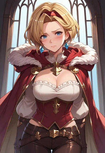 granblue_fantasy,zeta_(granblue_fantasy),cape,hooded,leather pants  - AI generated anime art