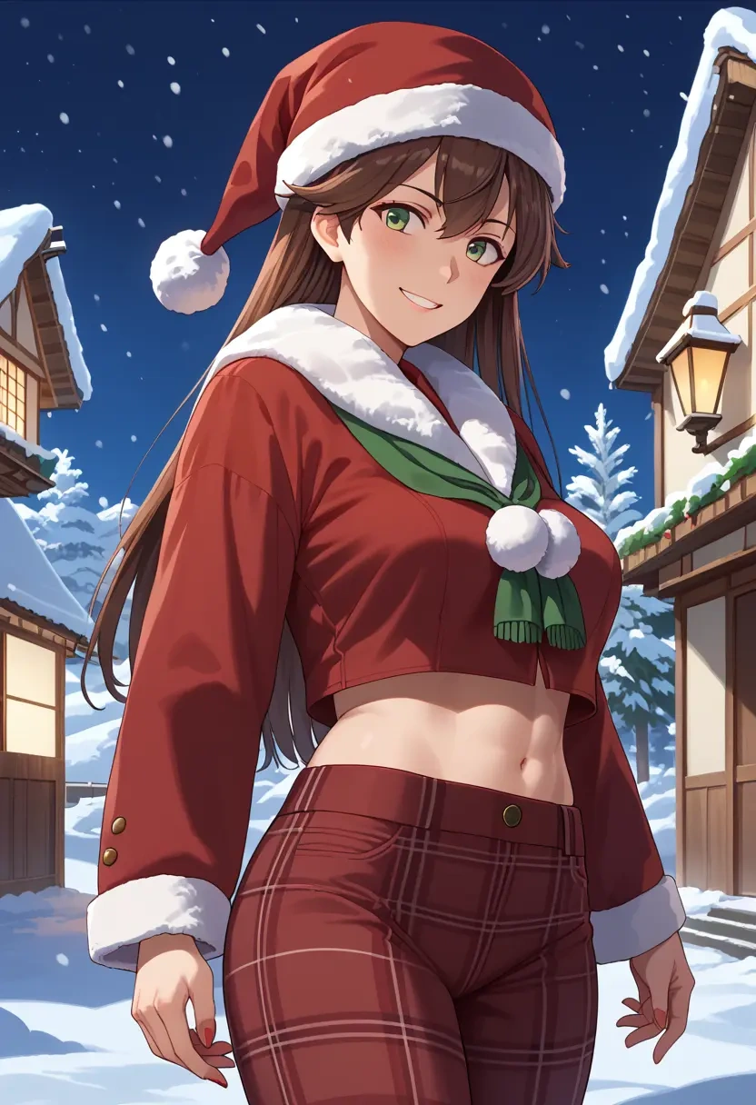 kantai_collection,zuikaku_(kancolle),Christmas,plaid trousers  - 