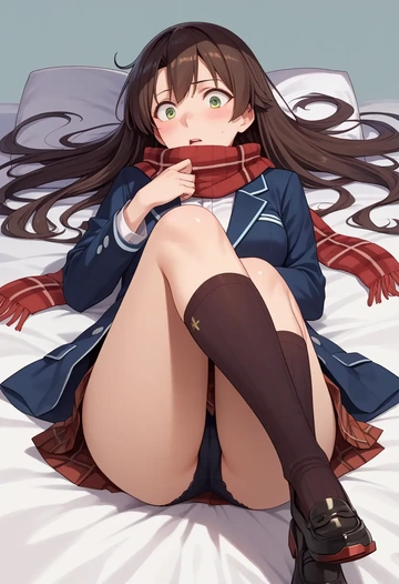 kantai_collection,zuikaku_(kancolle),winter,student uniform,plaid skirt  - AI generated anime art