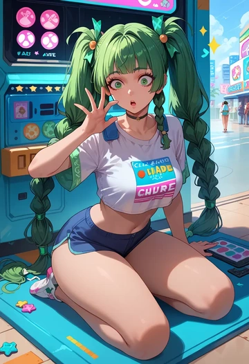 zenless zone zero,zzz_qingyi,crop top,athletic shorts  - AI generated anime art